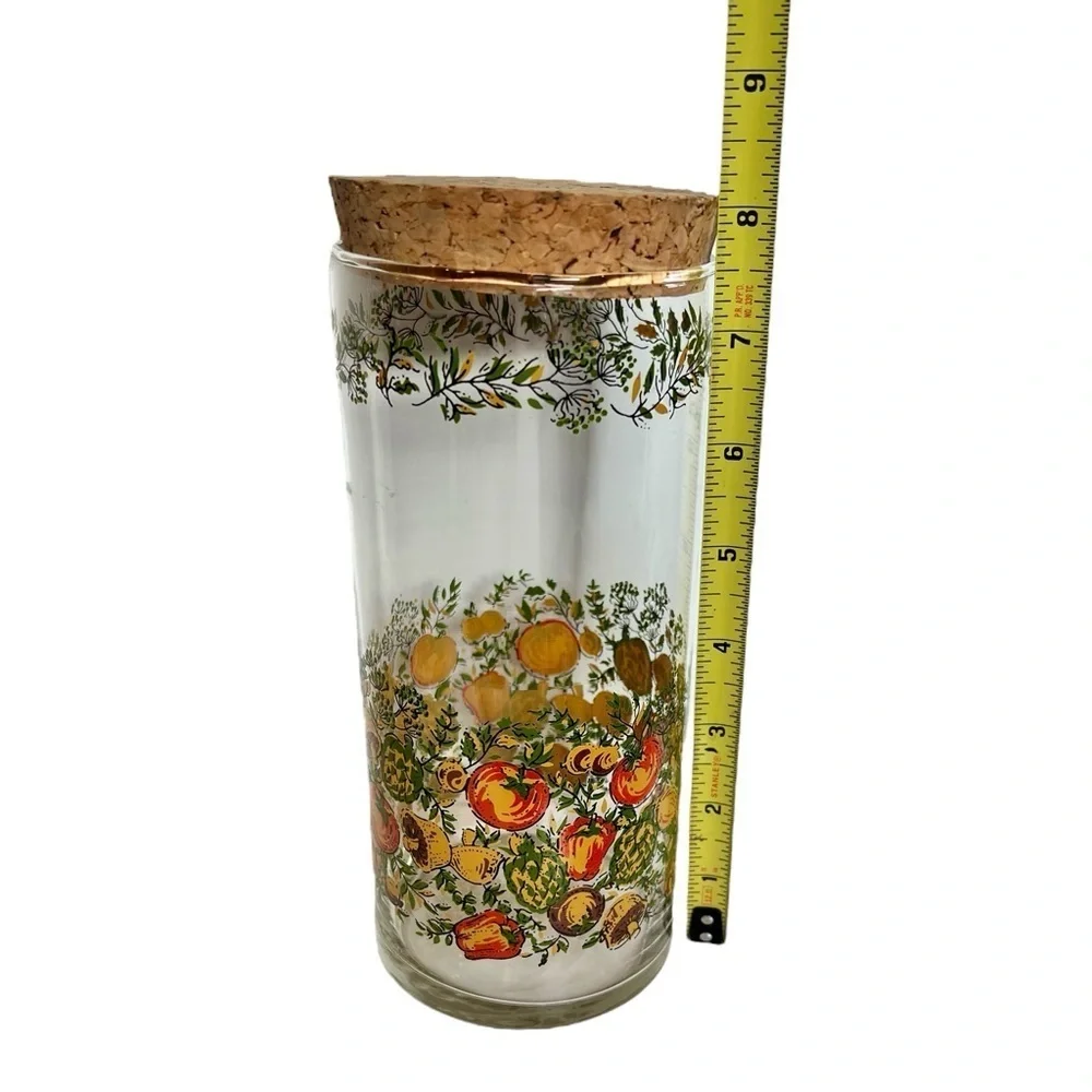 Vintage CorningWare Libbey Spice Of Life Glass Canister w/ Cork Lid 1970s